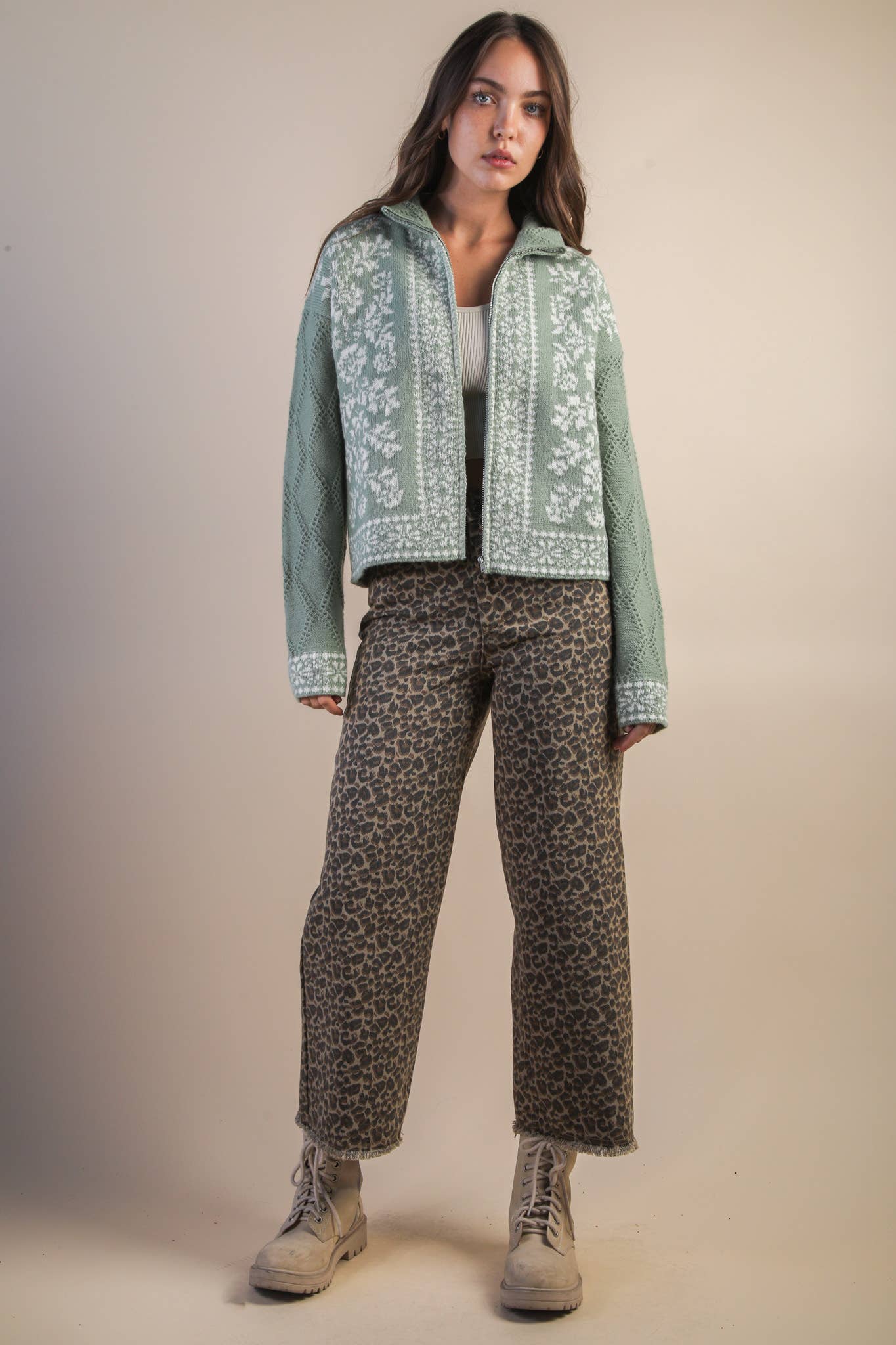 Leopard Printed Marine Straight Pants