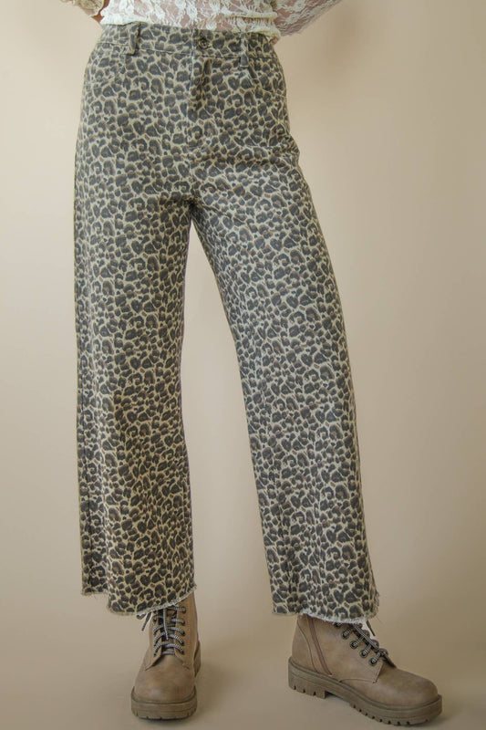 Leopard Printed Marine Straight Pants