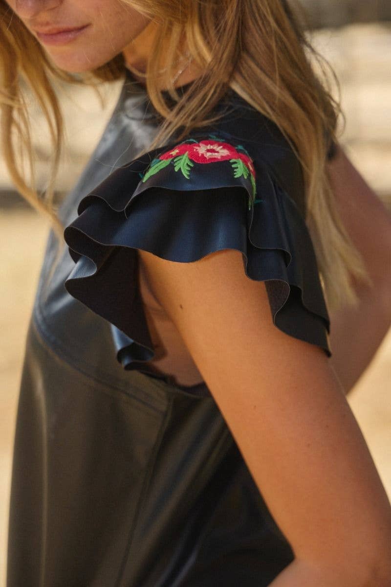 PU Leather Shift Mini Dress