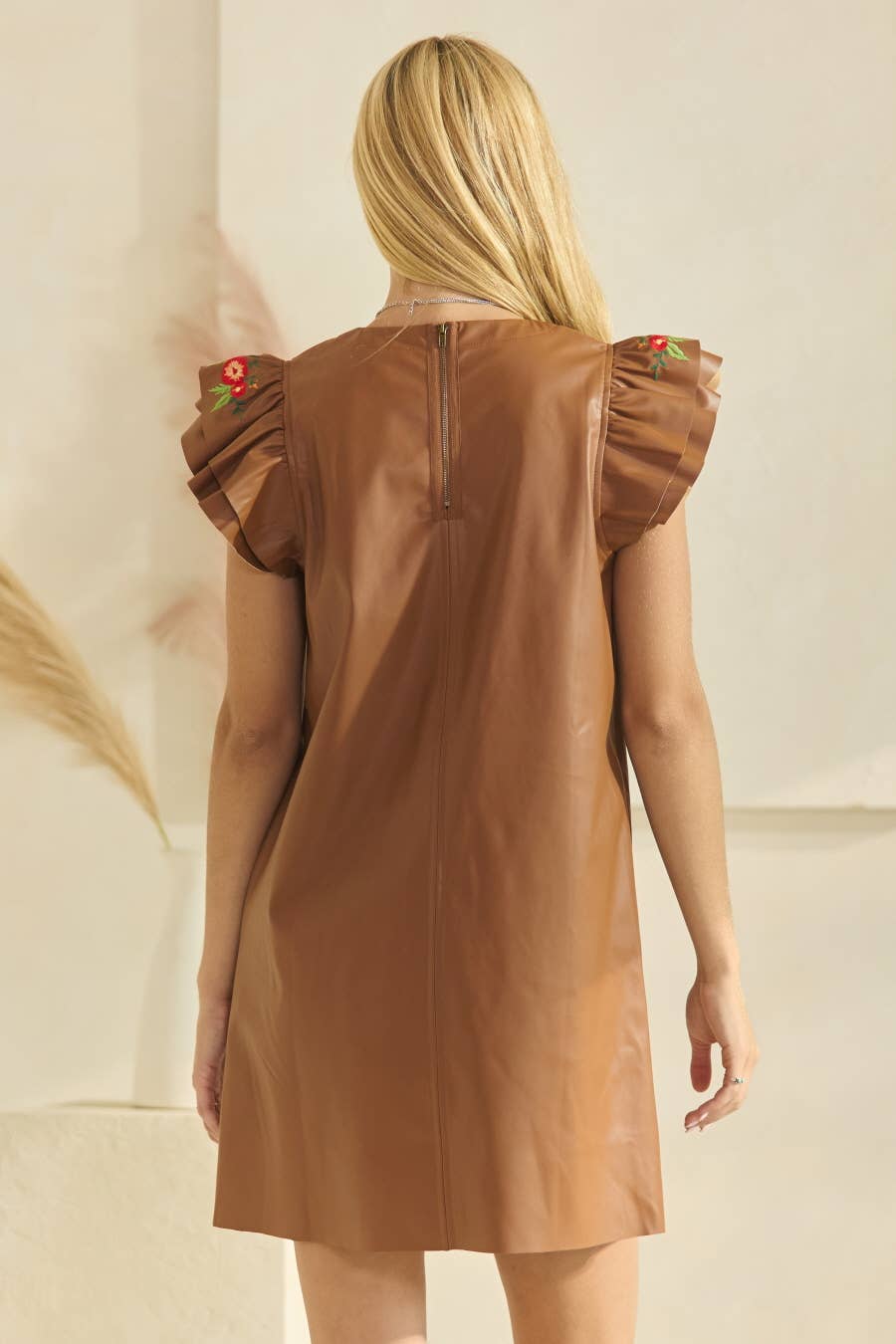 PU Leather Shift Mini Dress