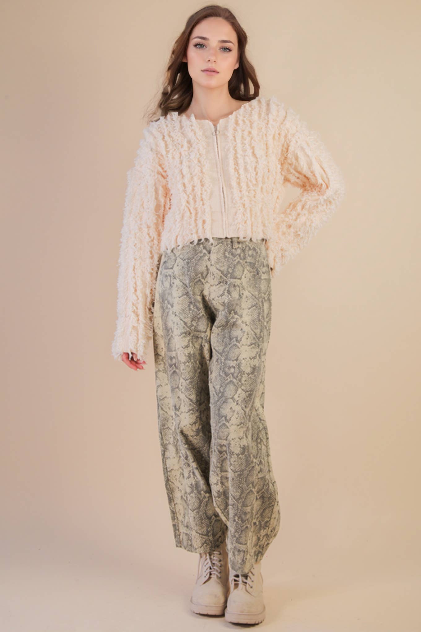 Snake Printed Barrel Pants