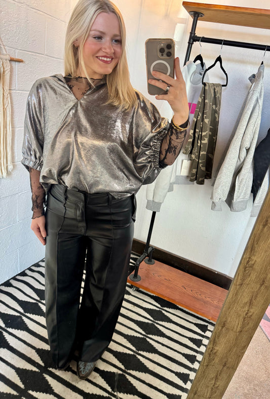 Leather Wide Leg Pants