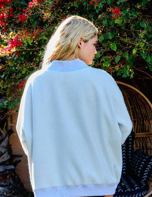 'TEXAS & TX' Print Reversible Mockneck Sweatshirt