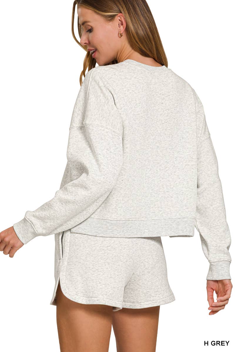 Fleece Long Sleeve Sweatshirts And Shorts Set