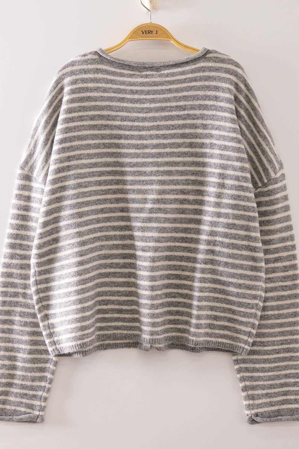 Grey Button Down Stripe Cardigan