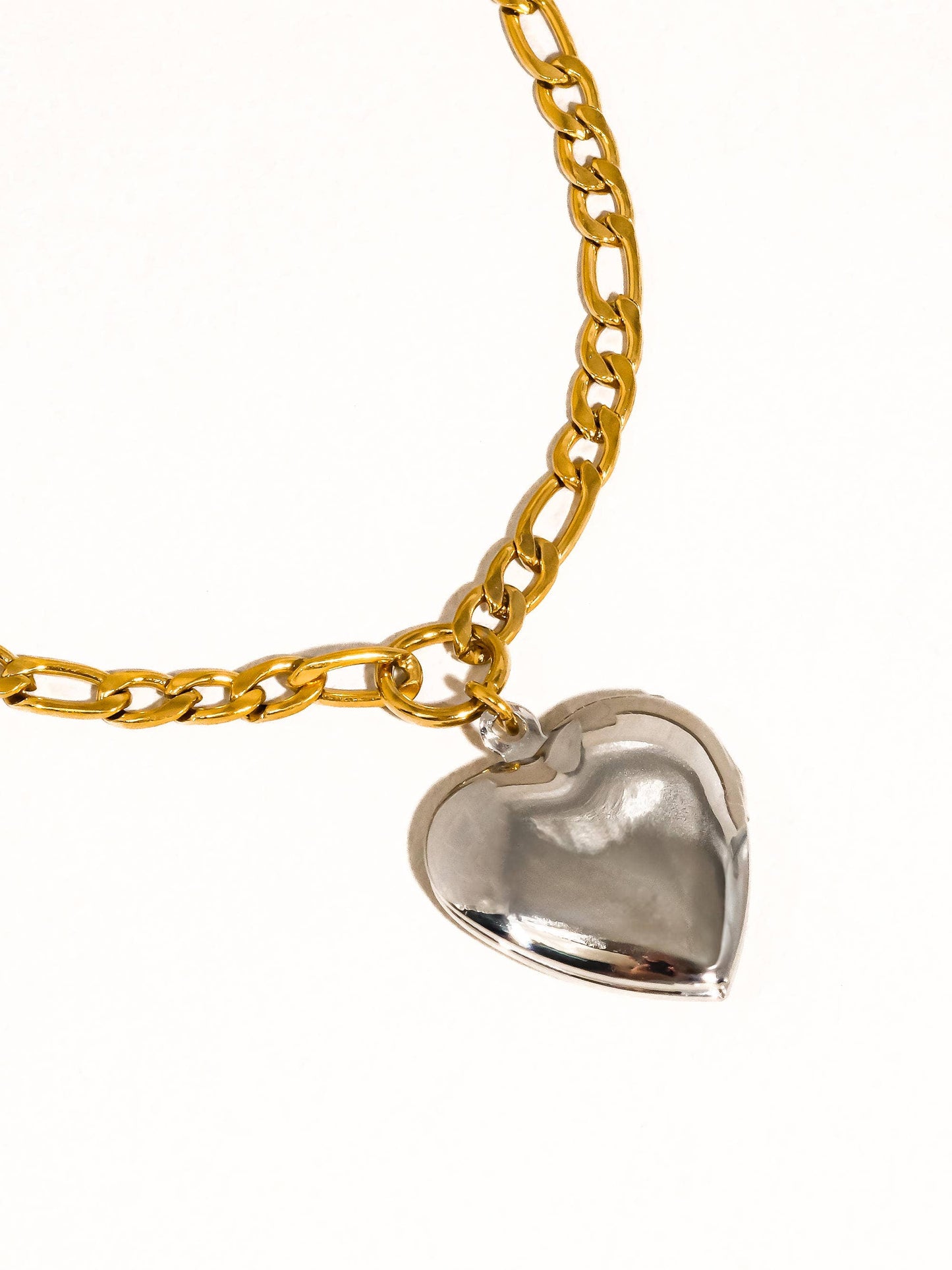 Heidi 18K Gold Non-Tarnish Two Tone Heart Locket Necklace