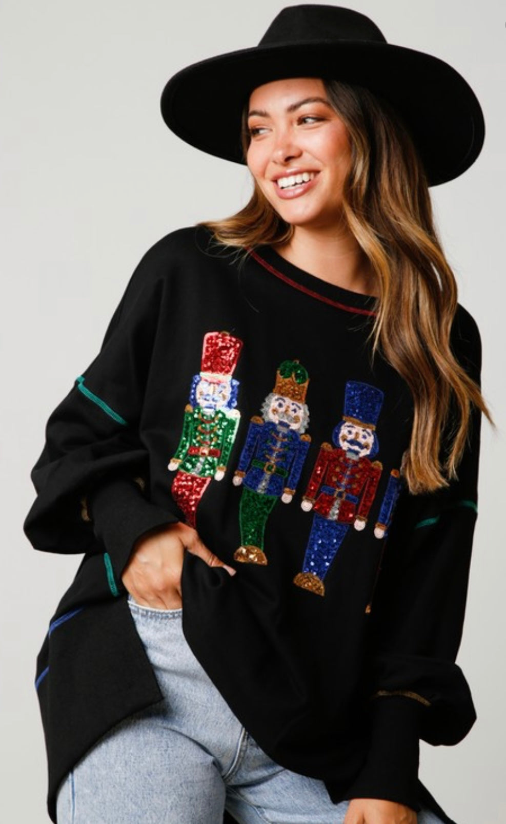 Sequin Nutcracker Pullover