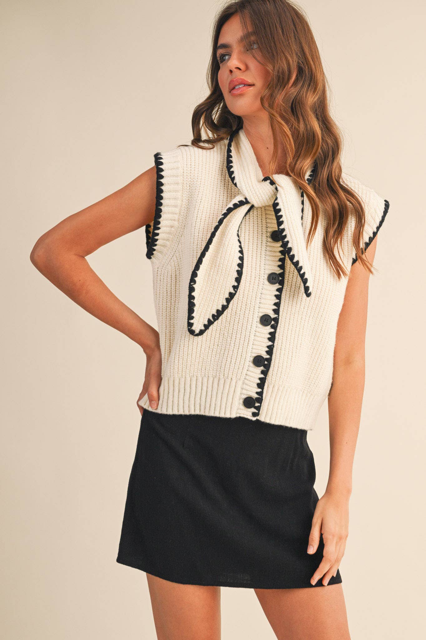 Tie Neck Sweater Vest