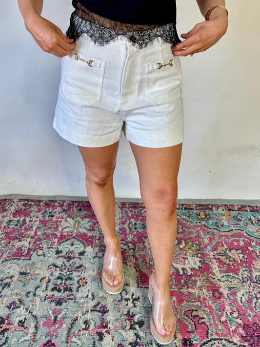 White Denim Shorts