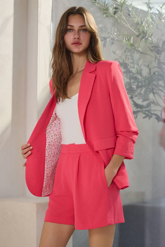 Solid Airflow Blazer & Shorts Set