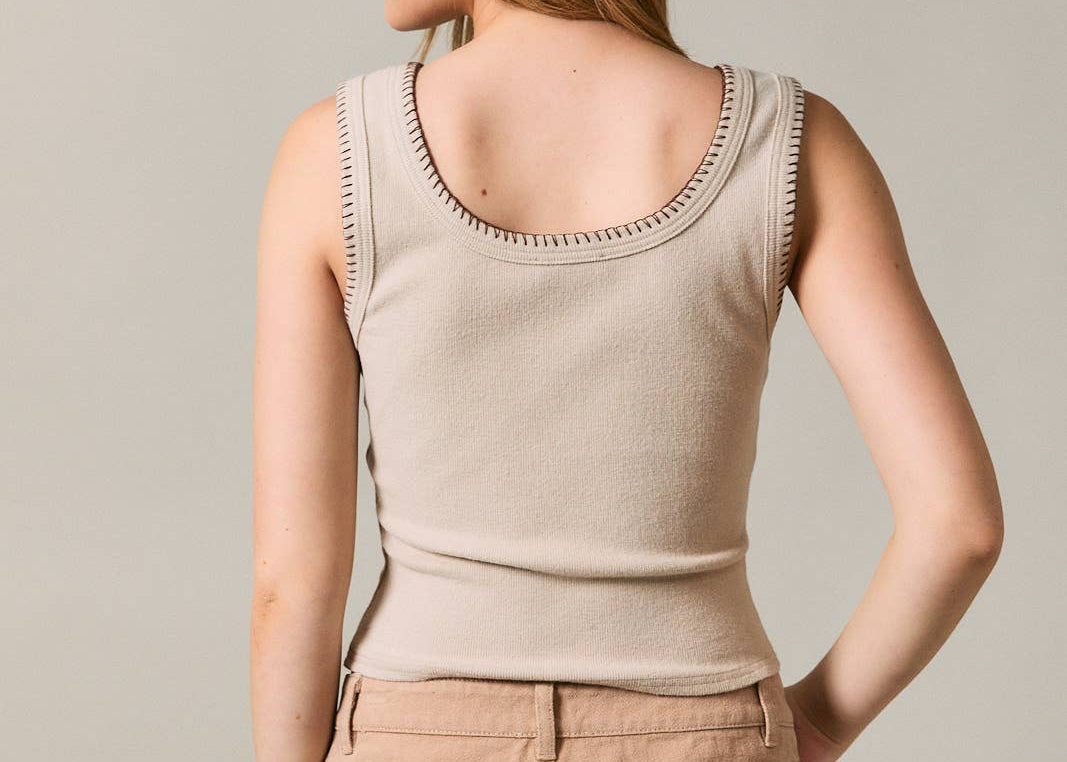Tank Top w Horseshoe Stitch Detail