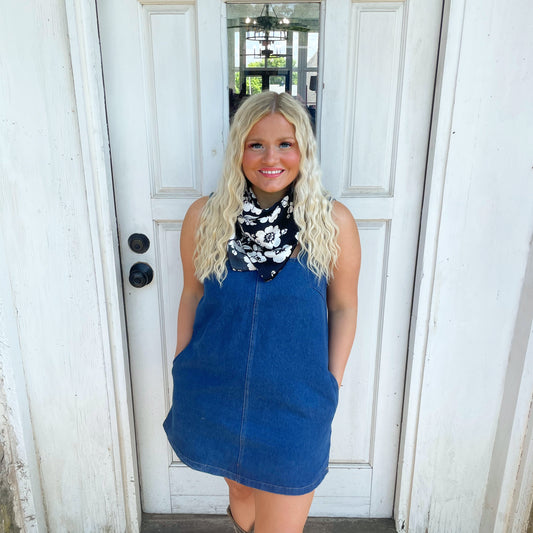 Denim Square Neck Dress