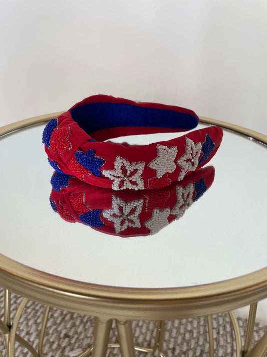 Red Star Beaded Headband