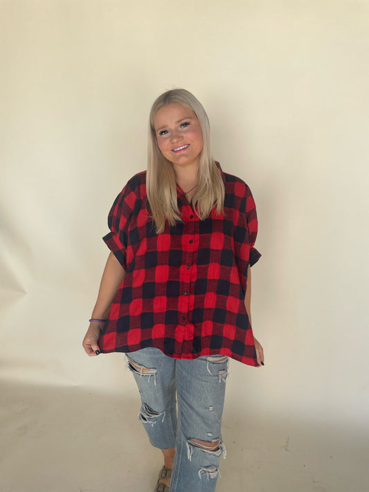 Sierra Plaid Oversized Top