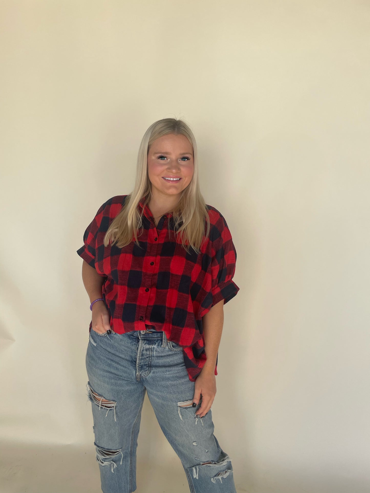 Sierra Plaid Oversized Top